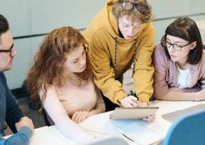 Group of people working together.